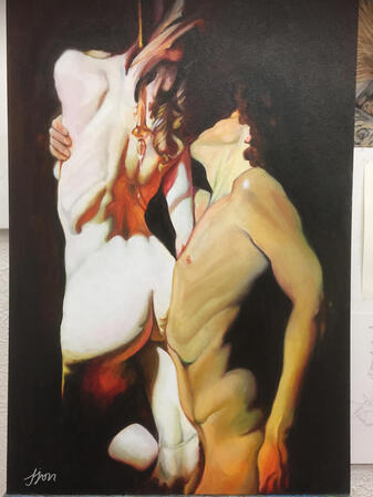 Oils on board. Recreation of Apollo e Dafne, Roberto Ferri